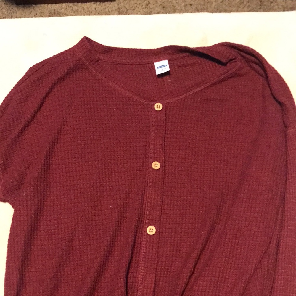 Red button up shirt